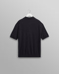wax london men's Turin - Navy Slub Knitted Cotton And Linen Polo