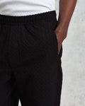 wax london men's Tyne - Black Floral Diamond Cotton Trousers