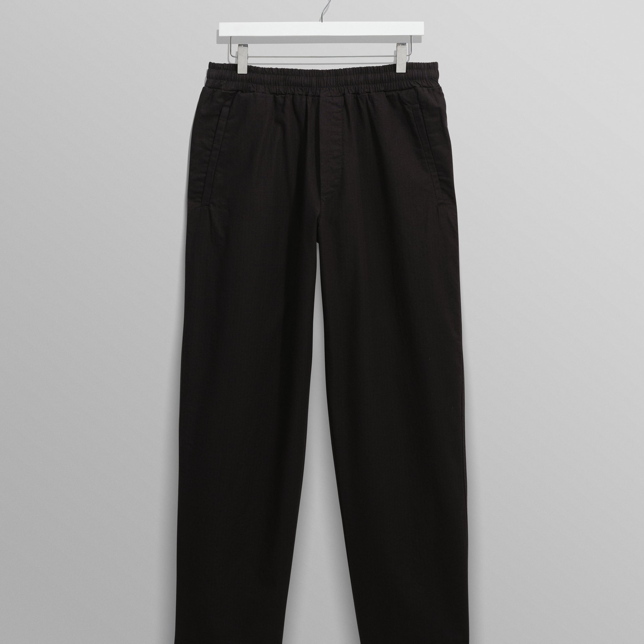 wax london men's Tyne - Black Linen Ripstop Trousers