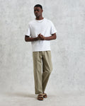 wax london men's Tyne - Light Khaki Linen Ripstop Trousers