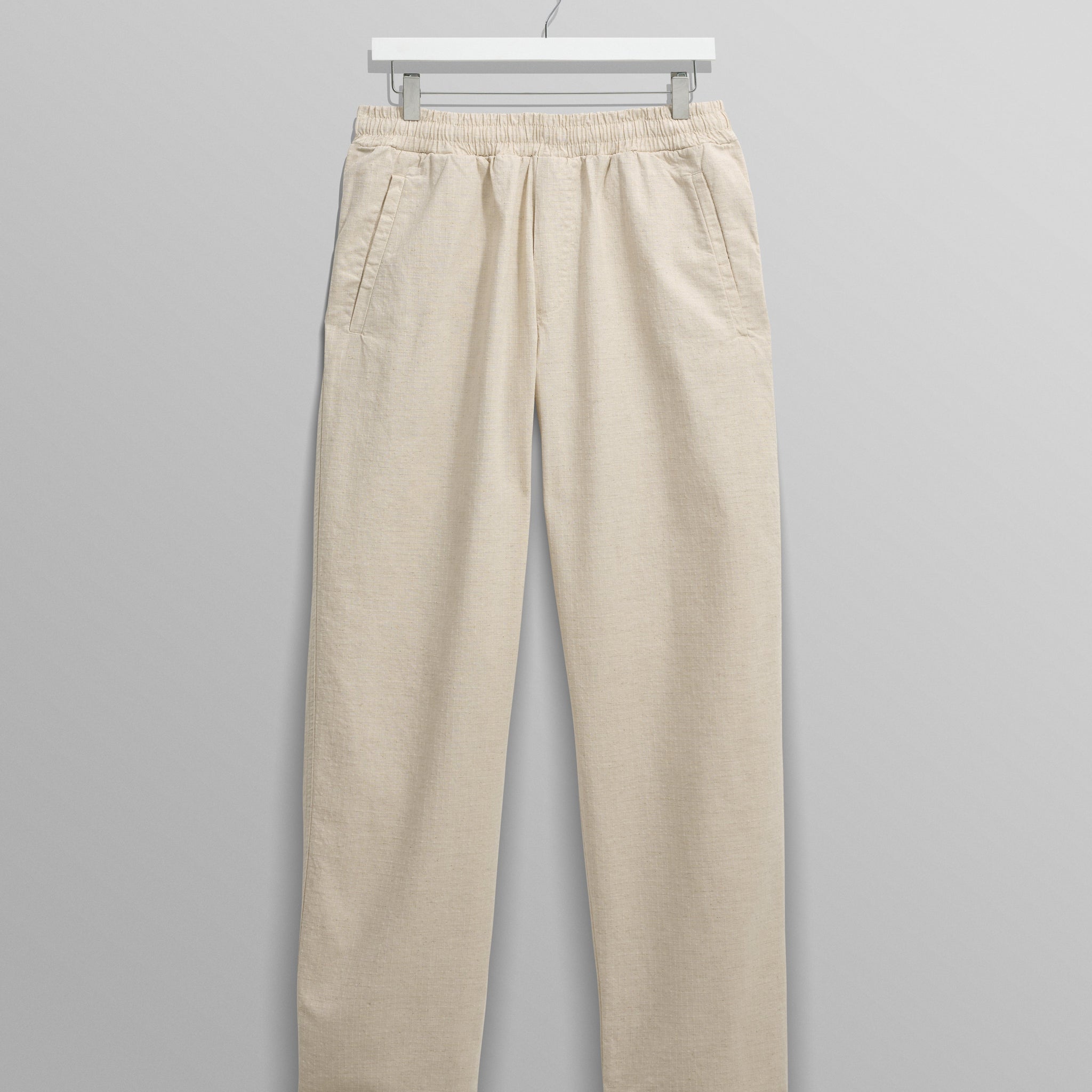 wax london men's Tyne - Natural Linen Ripstop Trousers