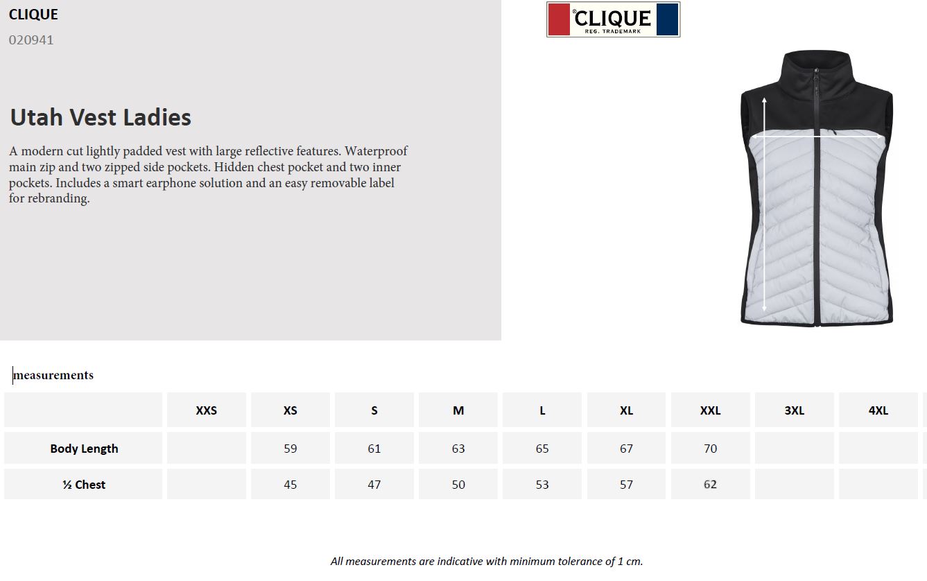 Clique Utah Ladies Reflective Gilet | Lightly Padded Body Warmer | XS-2XL - Gilet - Logo Free Clothing