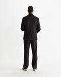 wax london men's Vigo - Dark Brown Double Breasted Wool Pinstripe Blazer