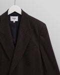 wax london men's Vigo - Dark Brown Double Breasted Wool Pinstripe Blazer