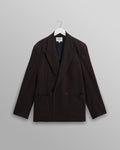 wax london men's Vigo - Dark Brown Double Breasted Wool Pinstripe Blazer