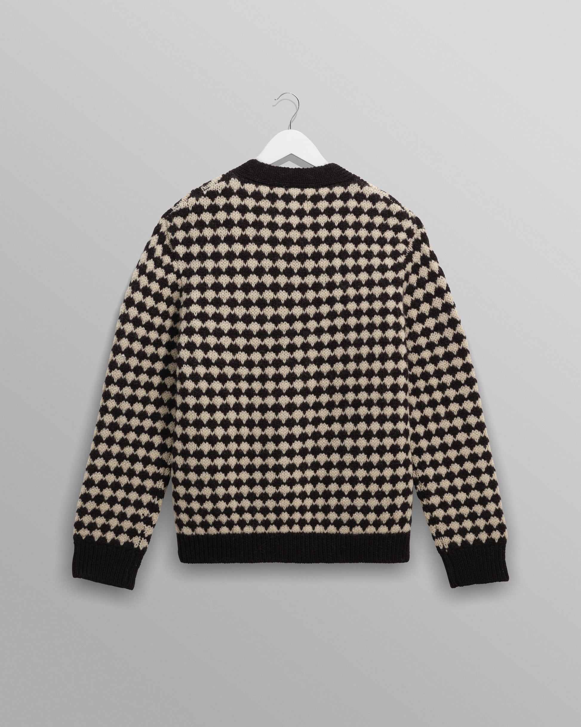 wax london men's Walker - Black And Ecru Bubble Knit Cardigan