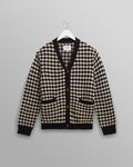wax london men's Walker - Black And Ecru Bubble Knit Cardigan