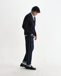 wax london men's Walker - Navy Rib Stitch Knit Cardigan