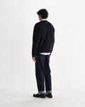 wax london men's Walker - Navy Rib Stitch Knit Cardigan