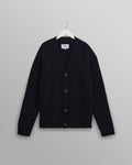 wax london men's Walker - Navy Rib Stitch Knit Cardigan