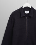 wax london men's Wayfarer - Navy Slub Cotton And Linen Cardigan