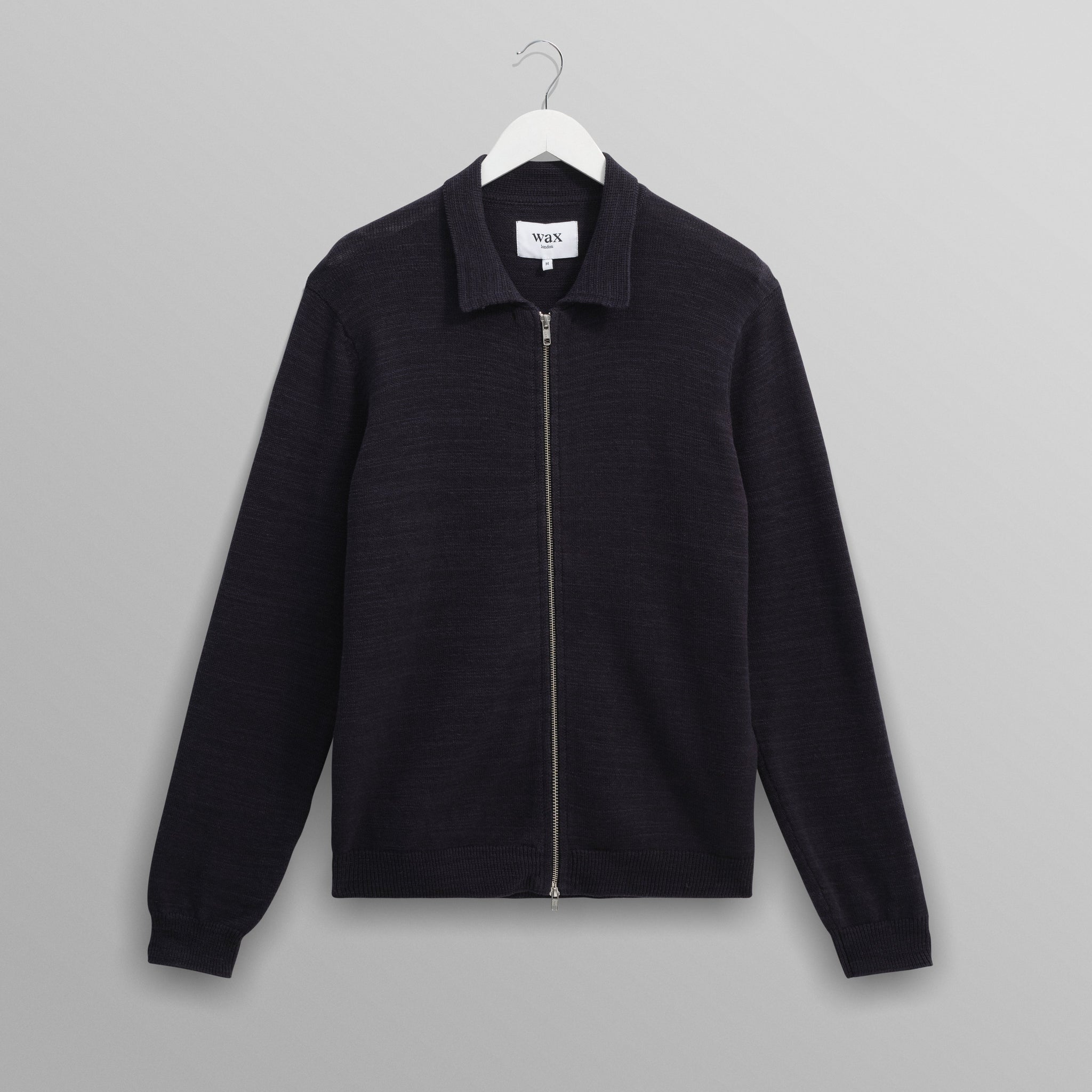 wax london men's Wayfarer - Navy Slub Cotton And Linen Cardigan