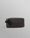 wax london men's Wells - Dark Brown Grain Leather Washbag