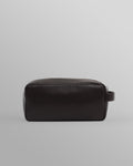 wax london men's Wells - Dark Brown Grain Leather Washbag