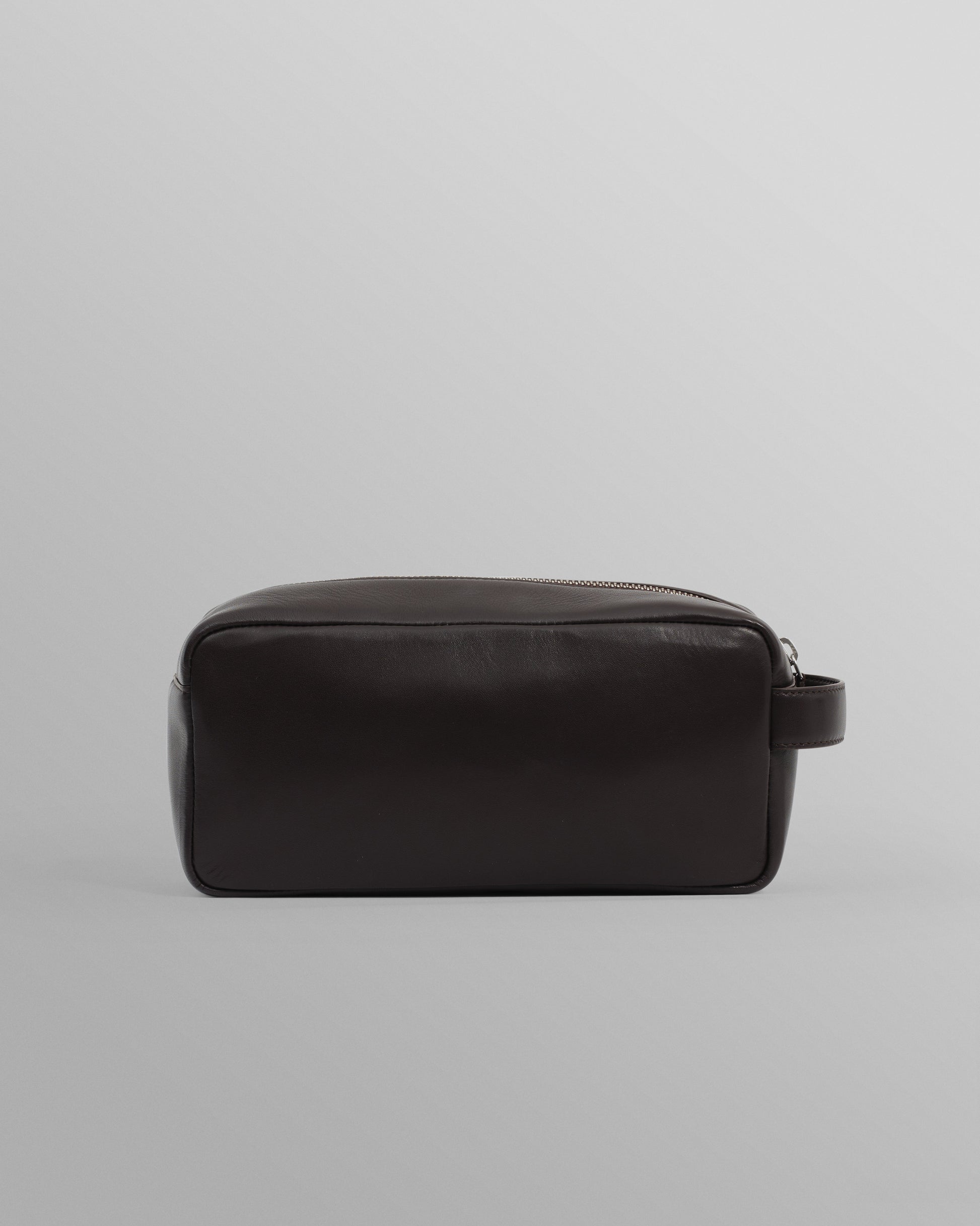 wax london men's Wells - Dark Brown Grain Leather Washbag