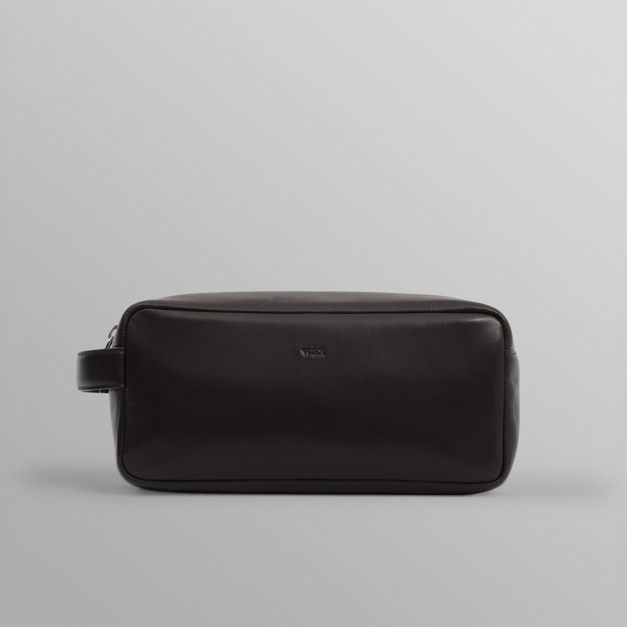 wax london men's Wells - Dark Brown Grain Leather Washbag