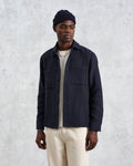 wax london men's Whiting - Black And Blue Frome Overshirt