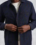 wax london men's Whiting - Black And Blue Frome Overshirt