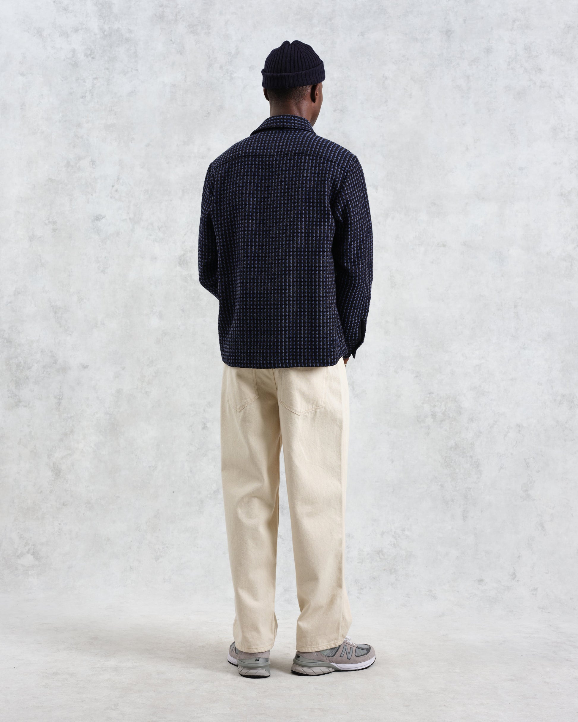 wax london men's Whiting - Black And Blue Frome Overshirt