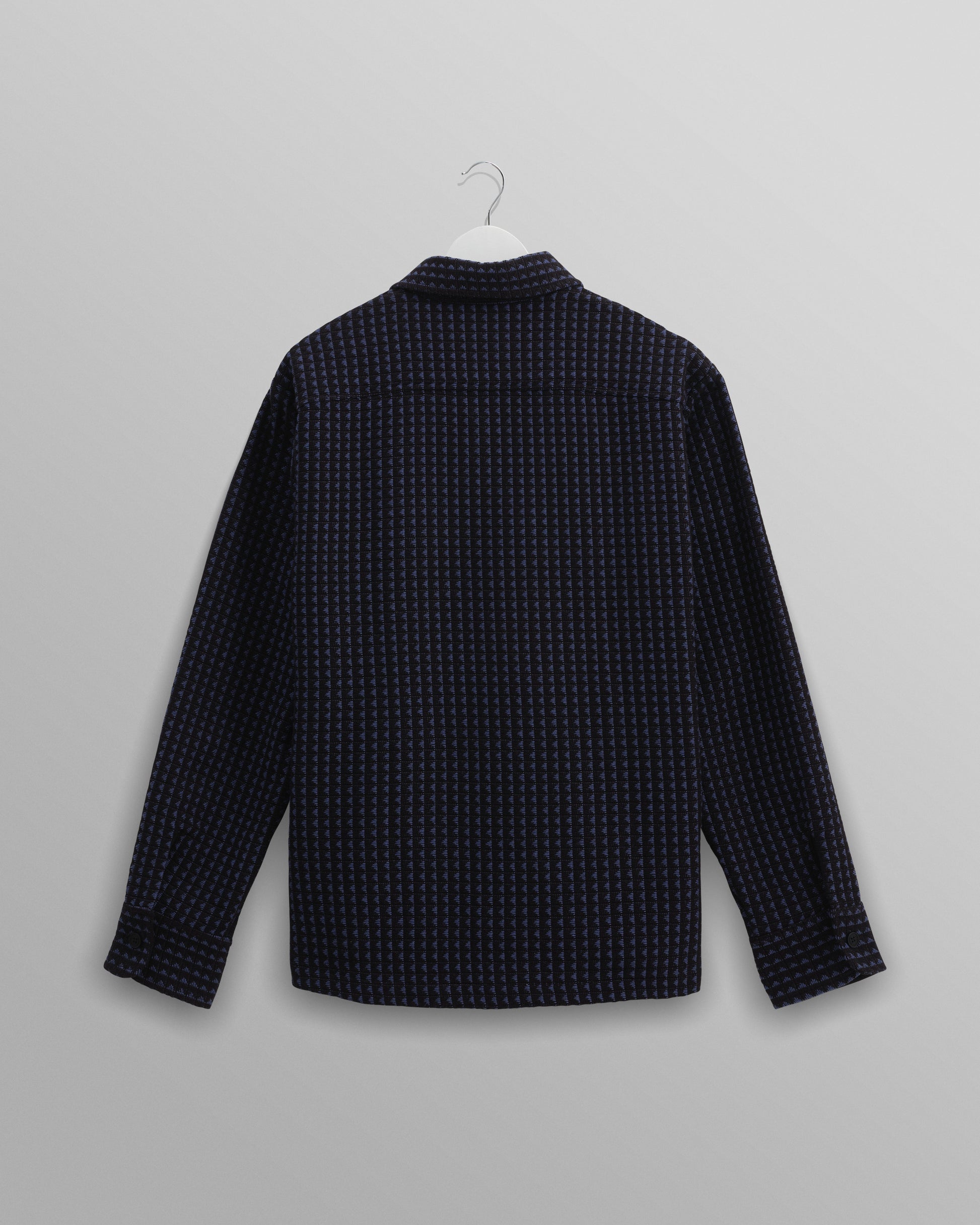 wax london men's Whiting - Black And Blue Frome Overshirt