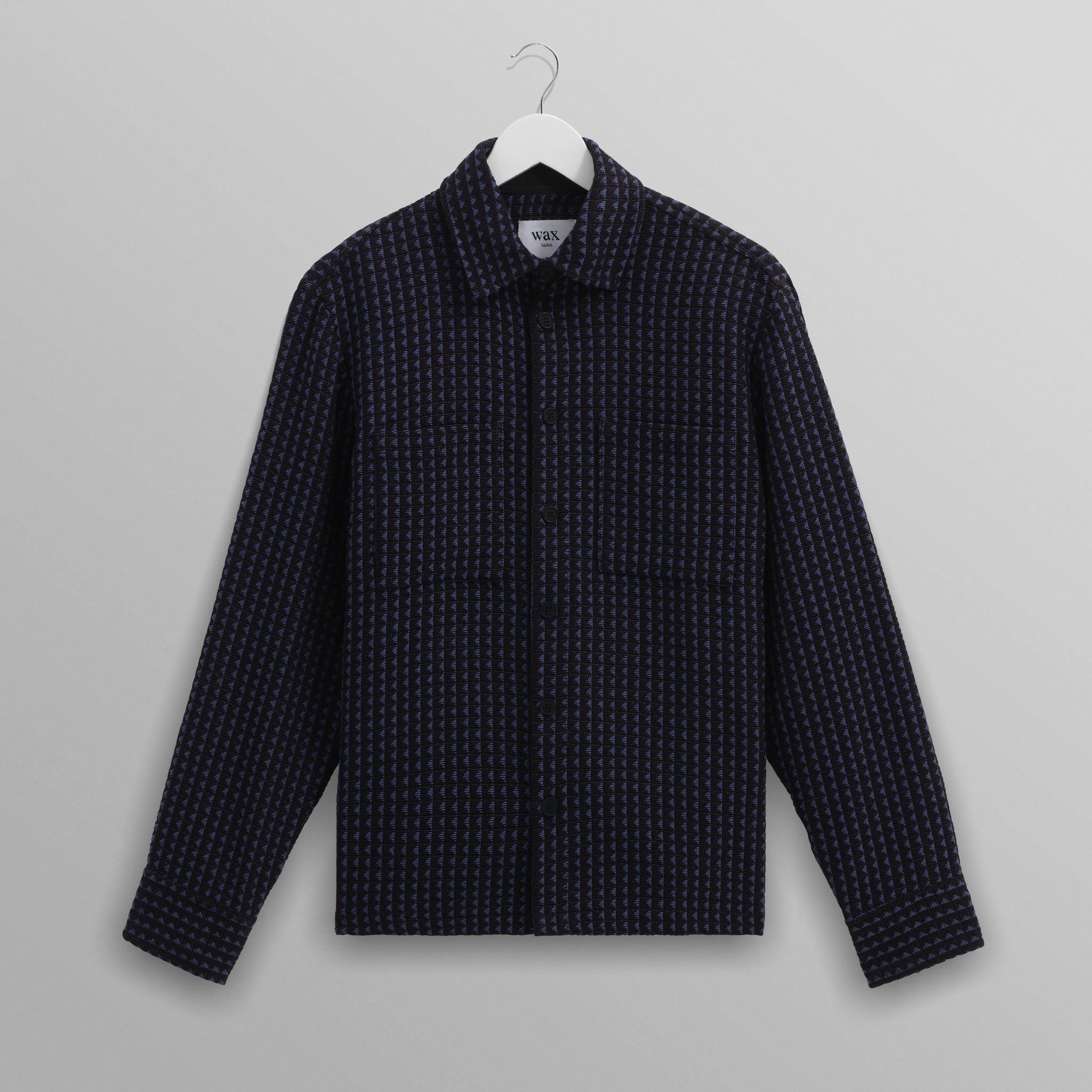 wax london men's Whiting - Black And Blue Frome Overshirt