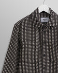 wax london men's Whiting - Black And Ecru Frome Overshirt