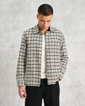 wax london men's Whiting - Black And Ecru Yard Check Overshirt