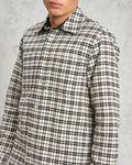 wax london men's Whiting - Black And Ecru Yard Check Overshirt
