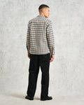 wax london men's Whiting - Black And Ecru Yard Check Overshirt