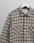 wax london men's Whiting - Black And Ecru Yard Check Overshirt