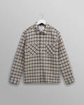 wax london men's Whiting - Black And Ecru Yard Check Overshirt