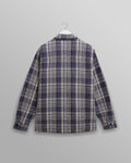 wax london men's Whiting - Blue And Ecru Basket Weave Overshirt