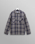 wax london men's Whiting - Blue And Ecru Basket Weave Overshirt
