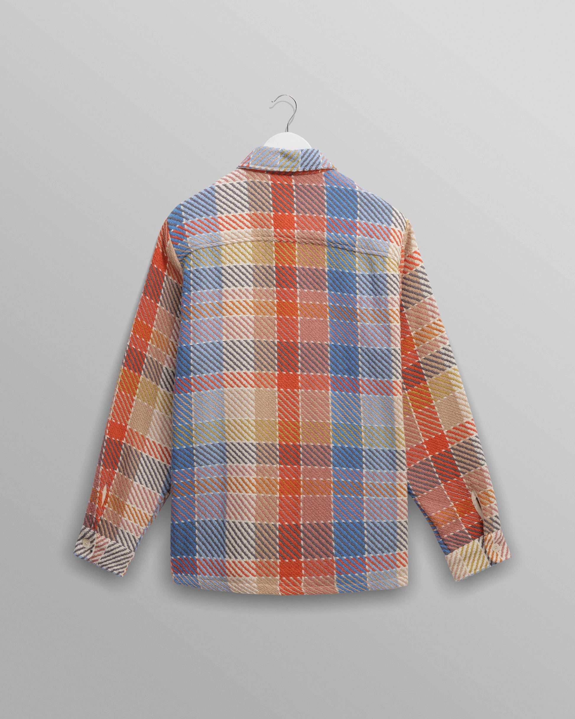 wax london men's Whiting - Blue And Orange Pike Check Overshirt