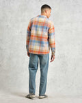 wax london men's Whiting - Blue And Orange Pike Check Overshirt