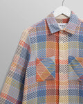 wax london men's Whiting - Blue And Orange Pike Check Overshirt