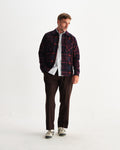 wax london men's Whiting - Burgundy And Multicolour Glitch Check Overshirt