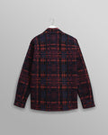 wax london men's Whiting - Burgundy And Multicolour Glitch Check Overshirt