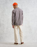 wax london men's Whiting - Ecru And Blue Basket Check Overshirt