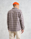 wax london men's Whiting - Ecru And Blue Basket Check Overshirt
