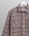 wax london men's Whiting - Ecru And Blue Basket Check Overshirt