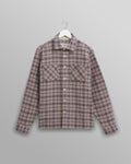 wax london men's Whiting - Ecru And Blue Basket Check Overshirt