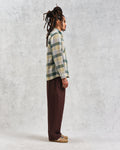 wax london men's Whiting - Ecru And Green Addle Check Overshirt