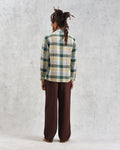 wax london men's Whiting - Ecru And Green Addle Check Overshirt