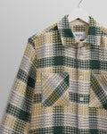 wax london men's Whiting - Ecru And Green Addle Check Overshirt