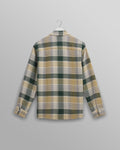 wax london men's Whiting - Ecru And Green Addle Check Overshirt