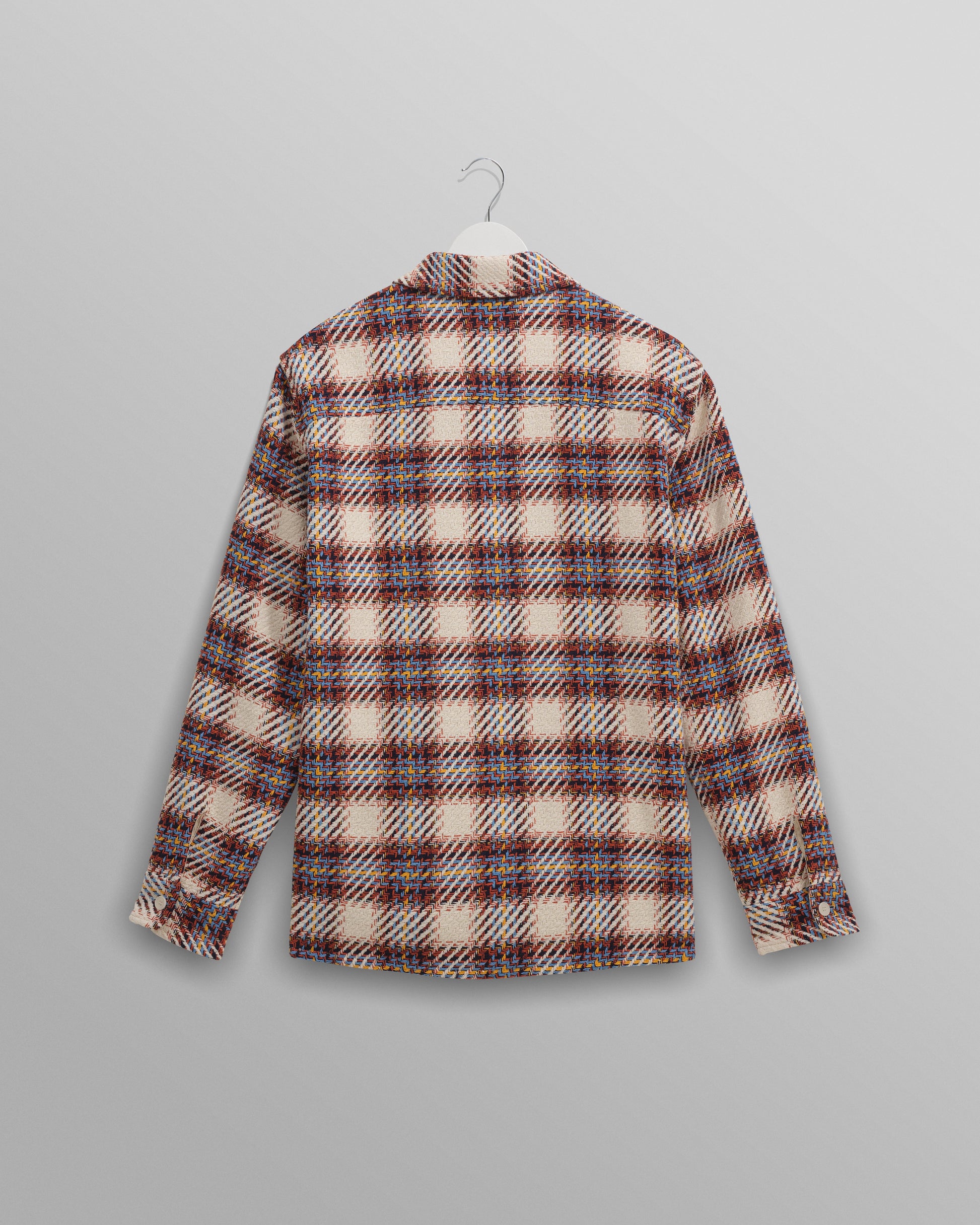wax london men's Whiting - Ecru And Multicolour Hutton Check Overshirt