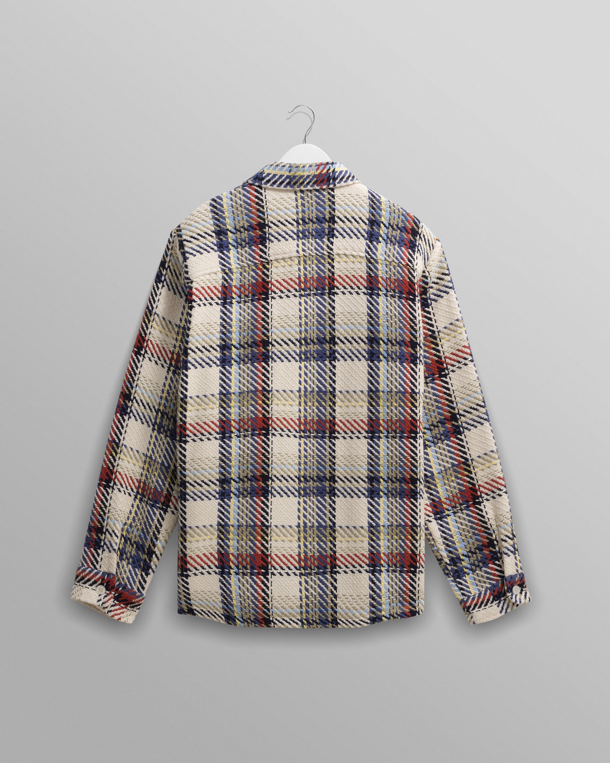wax london men's Whiting - Ecru And Multicolour Jazz Weave Overshirt
