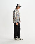 wax london men's Whiting - Ecru And Multicolour Jazz Weave Overshirt