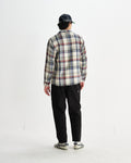 wax london men's Whiting - Ecru And Multicolour Jazz Weave Overshirt